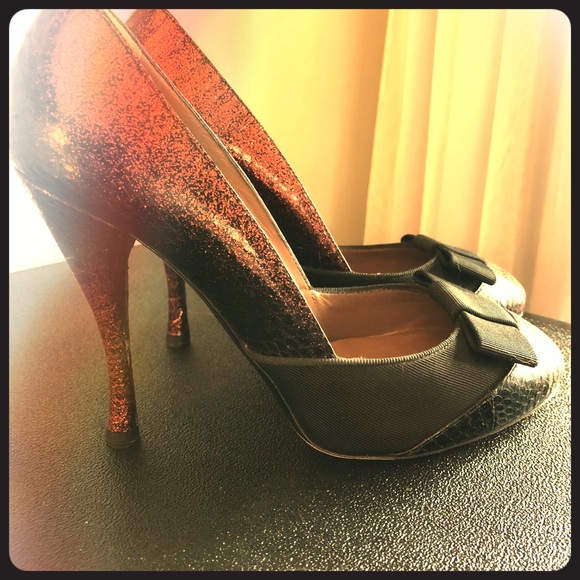 Tabitha Simmons Shoes - Tabitha Simmons Black w/Red Glittery ombré Heels